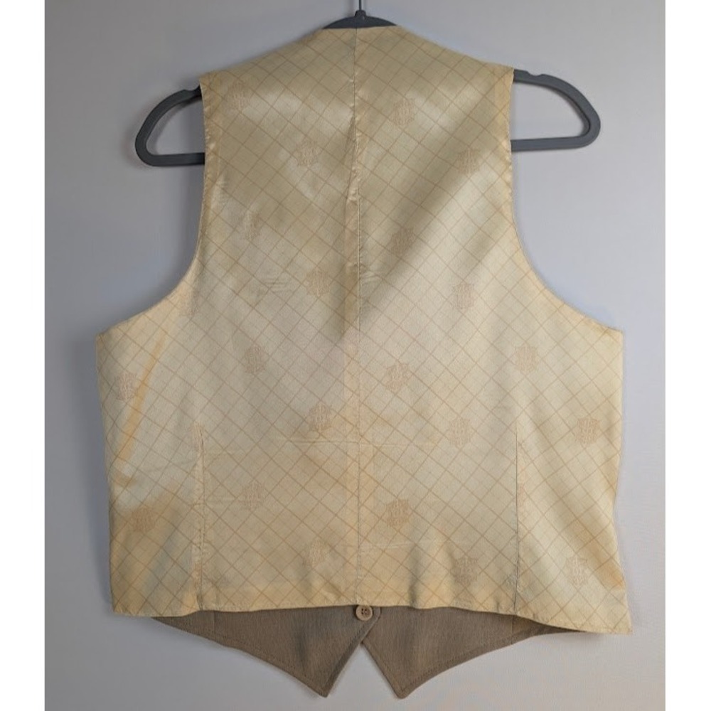 VTG 70s Reversible Suit Vest Mens M Brown Plaid Working Pockets 38" Chest EUC - Picture 5 of 9
